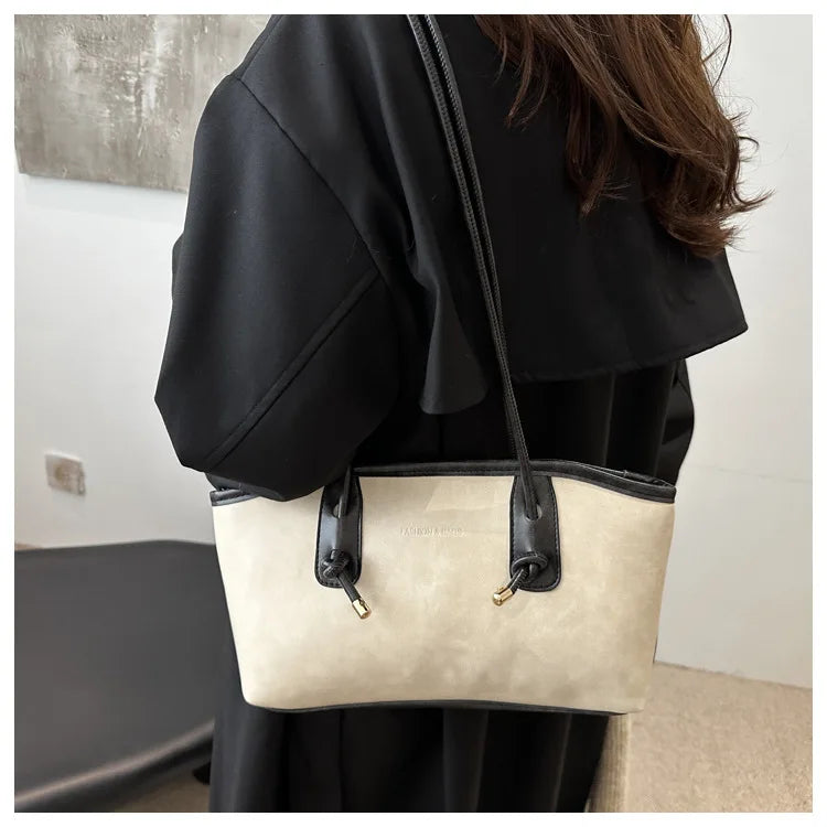 PU Leather Shoulder Bag for Women Y2K Trend 2025 Fashion Girls Handbags Large Capacity Female Crossbody Bag Retro Tote Bag