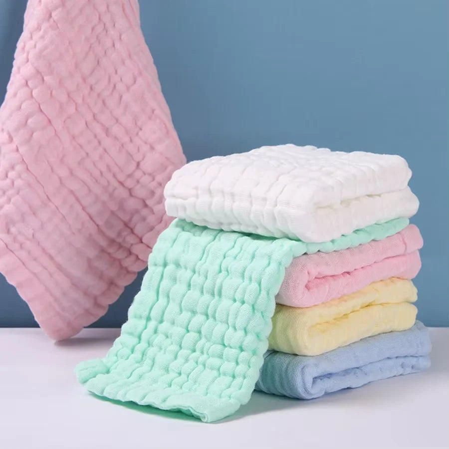 5Pcs 30x30cm Baby Towel Bath Towels Face Washcloth Muslin Squares Cotton Hand Wipe Gauze for Bathing Feeding Kids Handkerchief