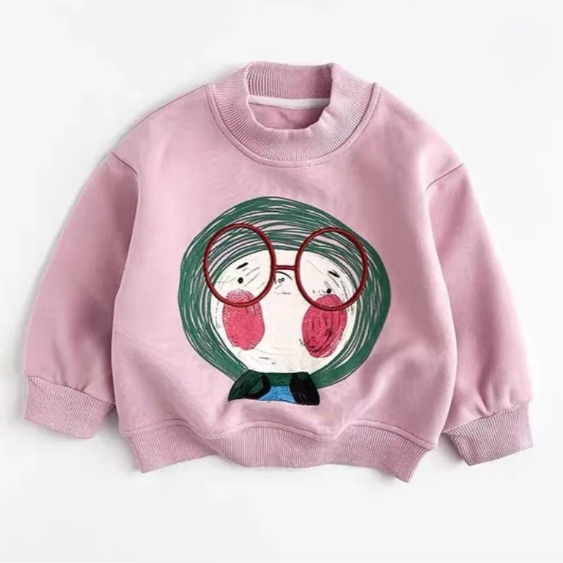 2025 Spring Baby Long Sleeve Top Clothes Infant Boy Girl Cartoon Printed Sweatshirt Toddler Casual Versatile Pullover Clothing