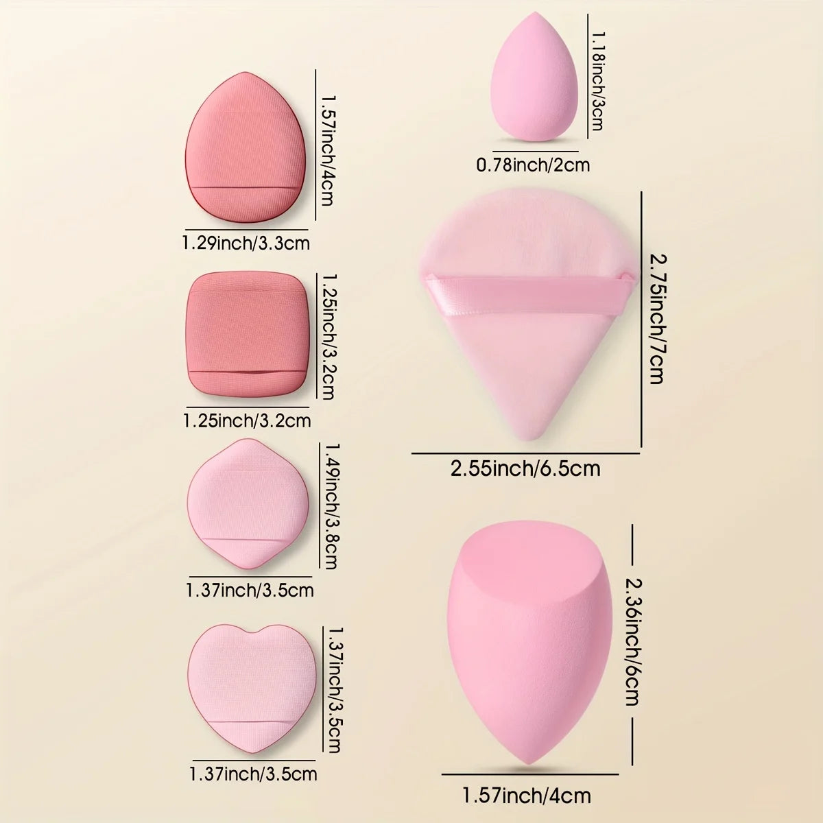 Face Makeup Tool Set With Organizer, Large Beauty Eggs Fan Puffs   Mini Beauty Eggs Thumb Puffs Makeup Sponge Puffs