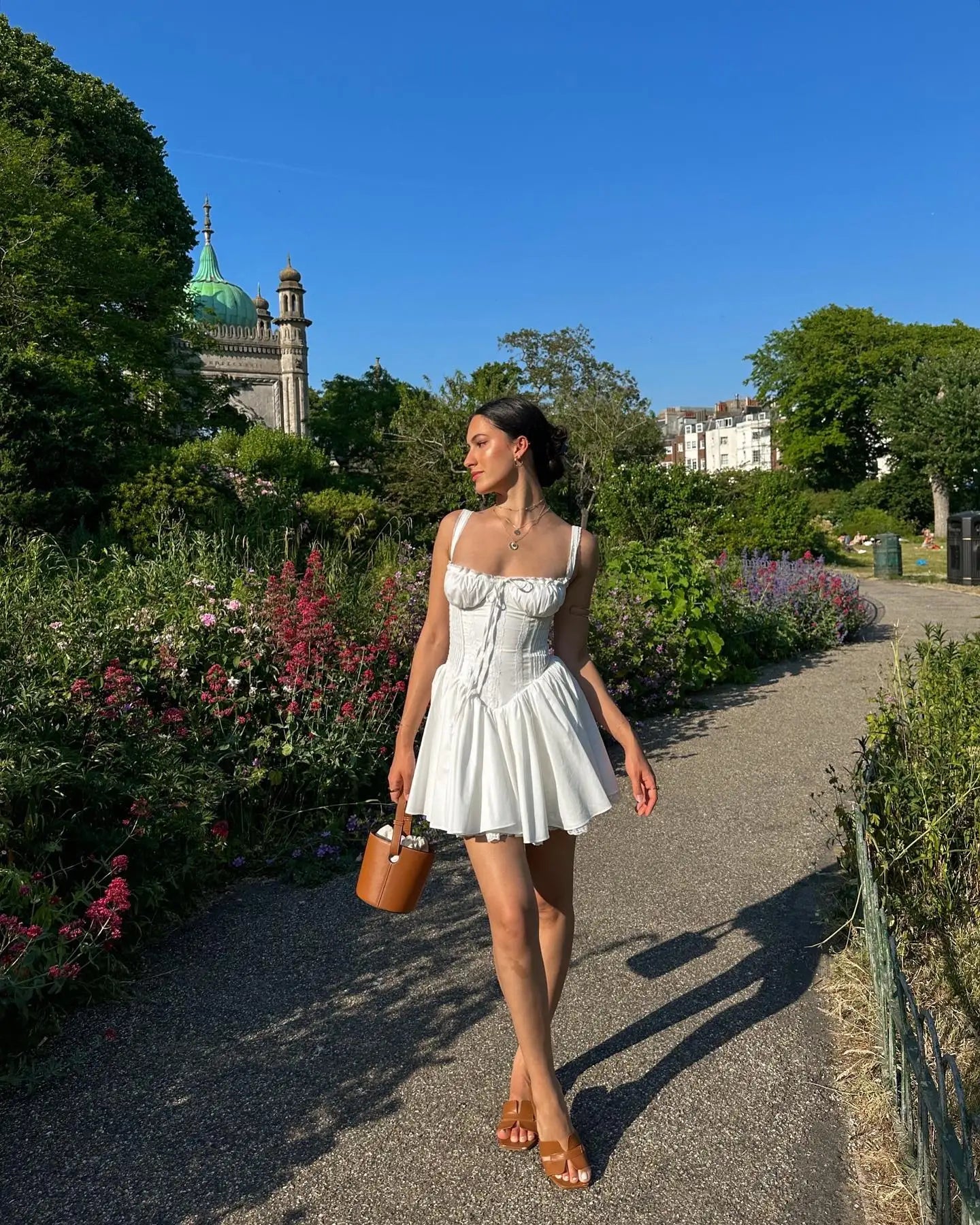 Mingmingx White A Line Party Dresses Women Mini Elegant Lace Up Holiday Dress Casual Spaghetti Strap Summer Women Clothing