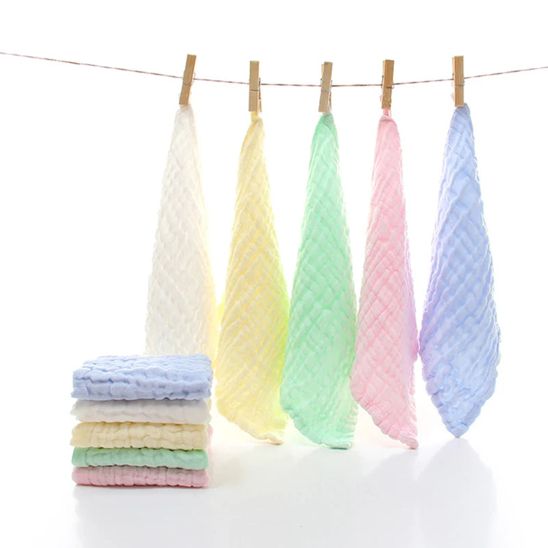 5Pcs 30x30cm Baby Towel Bath Towels Face Washcloth Muslin Squares Cotton Hand Wipe Gauze for Bathing Feeding Kids Handkerchief