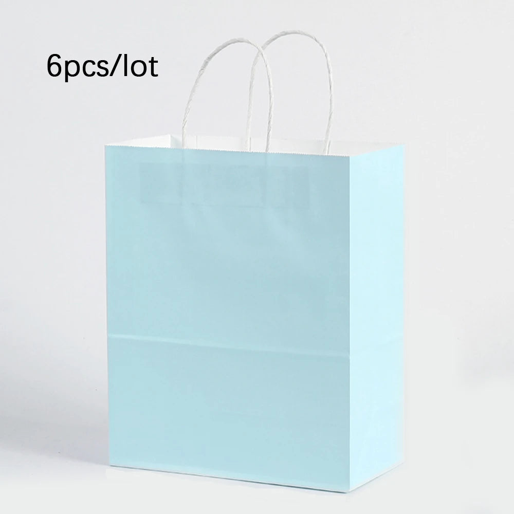6pcs Macaron Paper Gift Bags Candy Gift Packaging Bags Kids Birthday Party Treat Bags Decoration Baby Shower Wedding Supplies