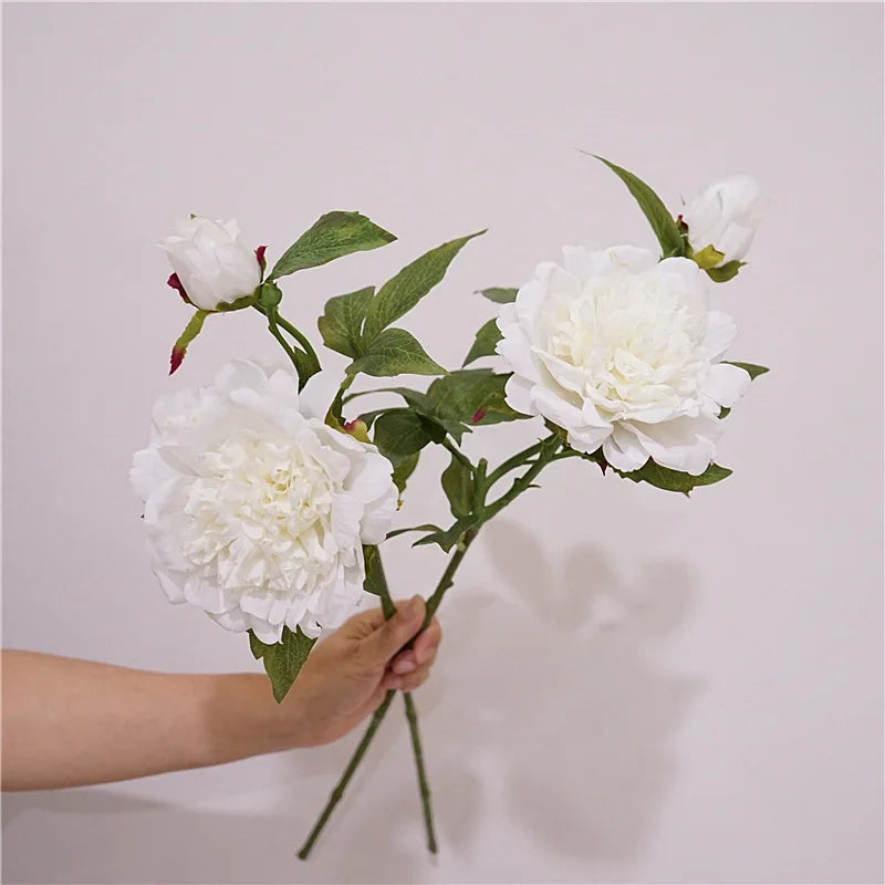 2 Heads Artificial Flowers Moisturizing Peony Real Touch Fake Flowers Luxury Home Decor Party Wedding Flower Arrangement Peonies