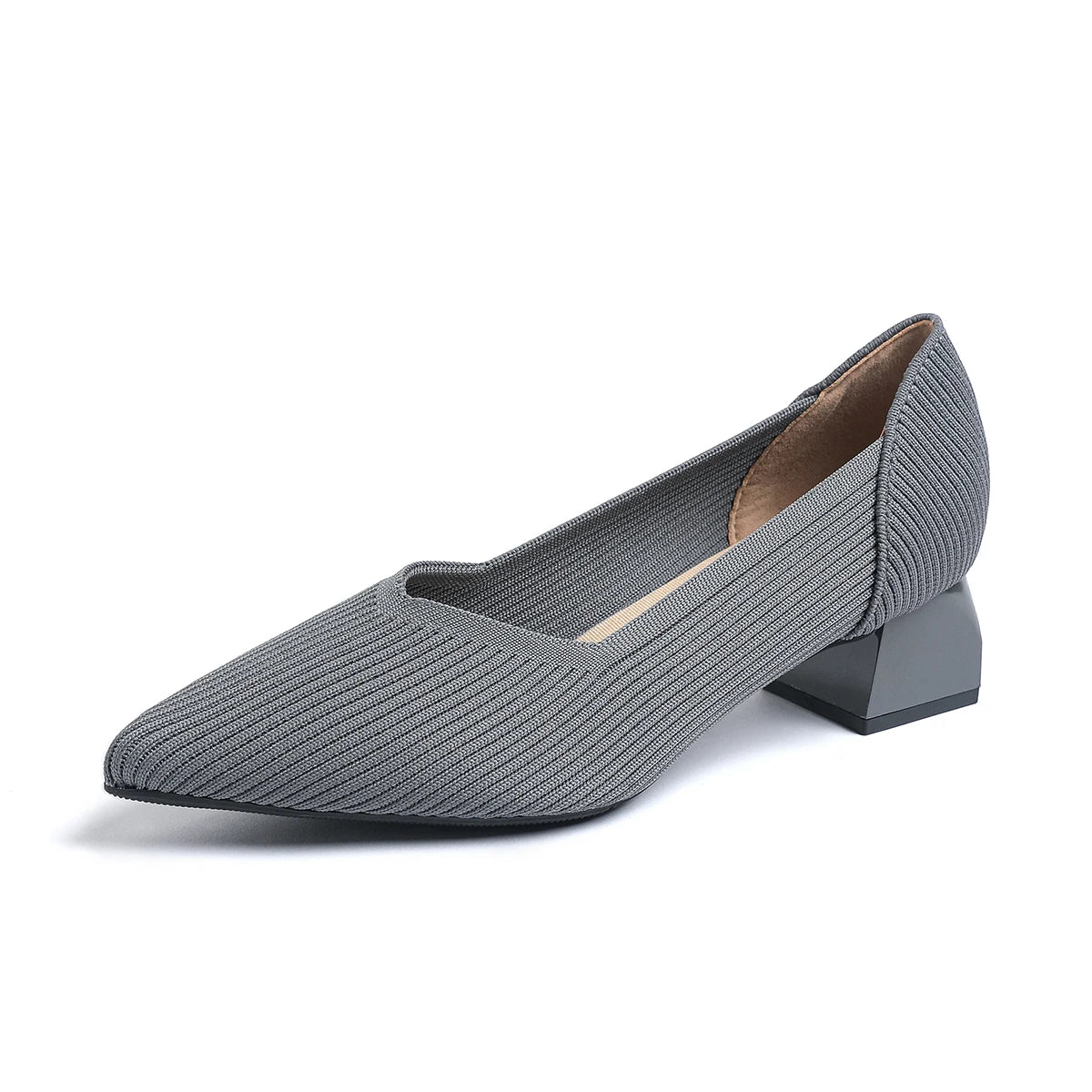 New Women's High Heels Large 42/43 Fashion Pointed Anti slip Rubber Bottom Knitted Breathable Shoes