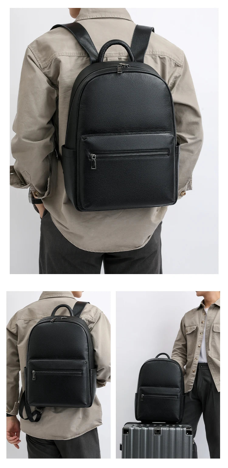 100% Genuine Leather Men Backpacks Natural Skin Leather Students Backpack Yong Boys College Backpack Shoolbag Travel Bags SAC