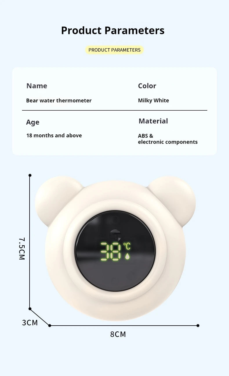 1pc Little Bear Baby Water Temperature Gauge, Button Cell Child/Baby Bath Digital Temperature Gauge - Home Use