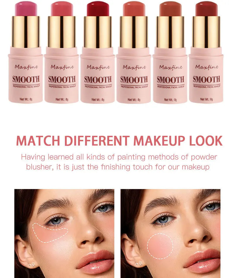 Facial Powder Blusher Stick Cream Shadow Highlight Repair Monochrome Expansion Color Shrink Red Rouge Concealer