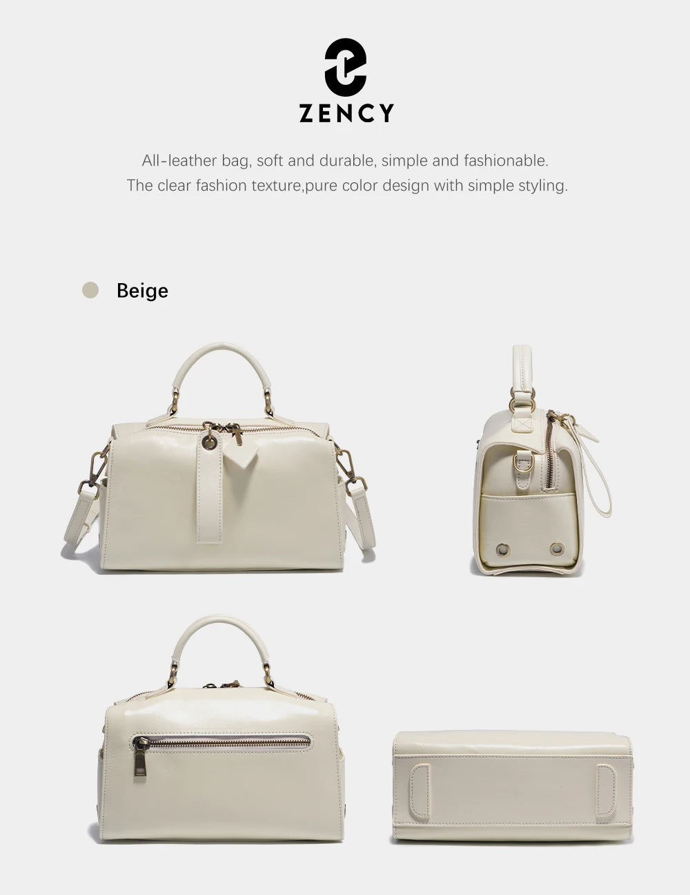 Zency Oil Wax Leather Vintage Green Handbag Women Shoulder Bag Satchel Black Wave Pattern Wide Strap Classic Boston Bag Purse