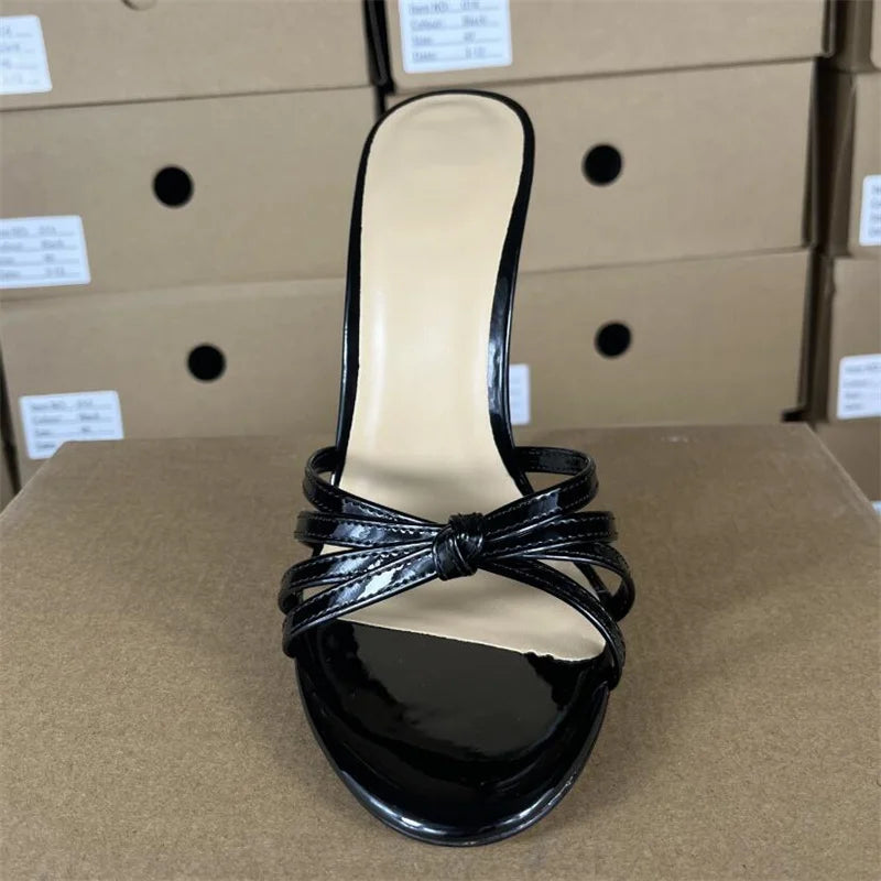 SDTRFT Slides Plus:45 46 47 48 Women Party Sandals Summer Elegant 13cm Thin High Heels Narrow Band Shoes Peep Toe RED Pumps