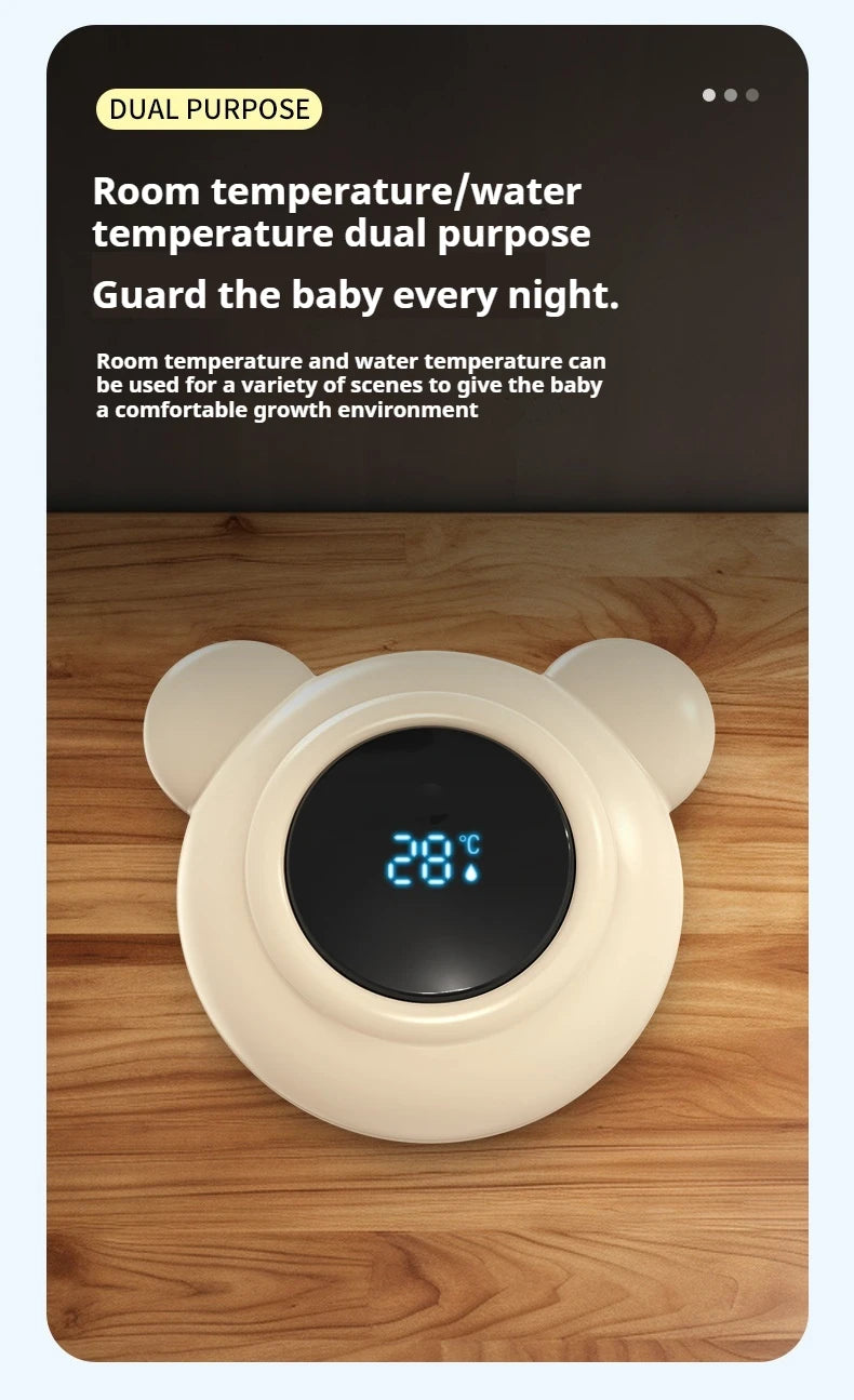 1pc Little Bear Baby Water Temperature Gauge, Button Cell Child/Baby Bath Digital Temperature Gauge - Home Use