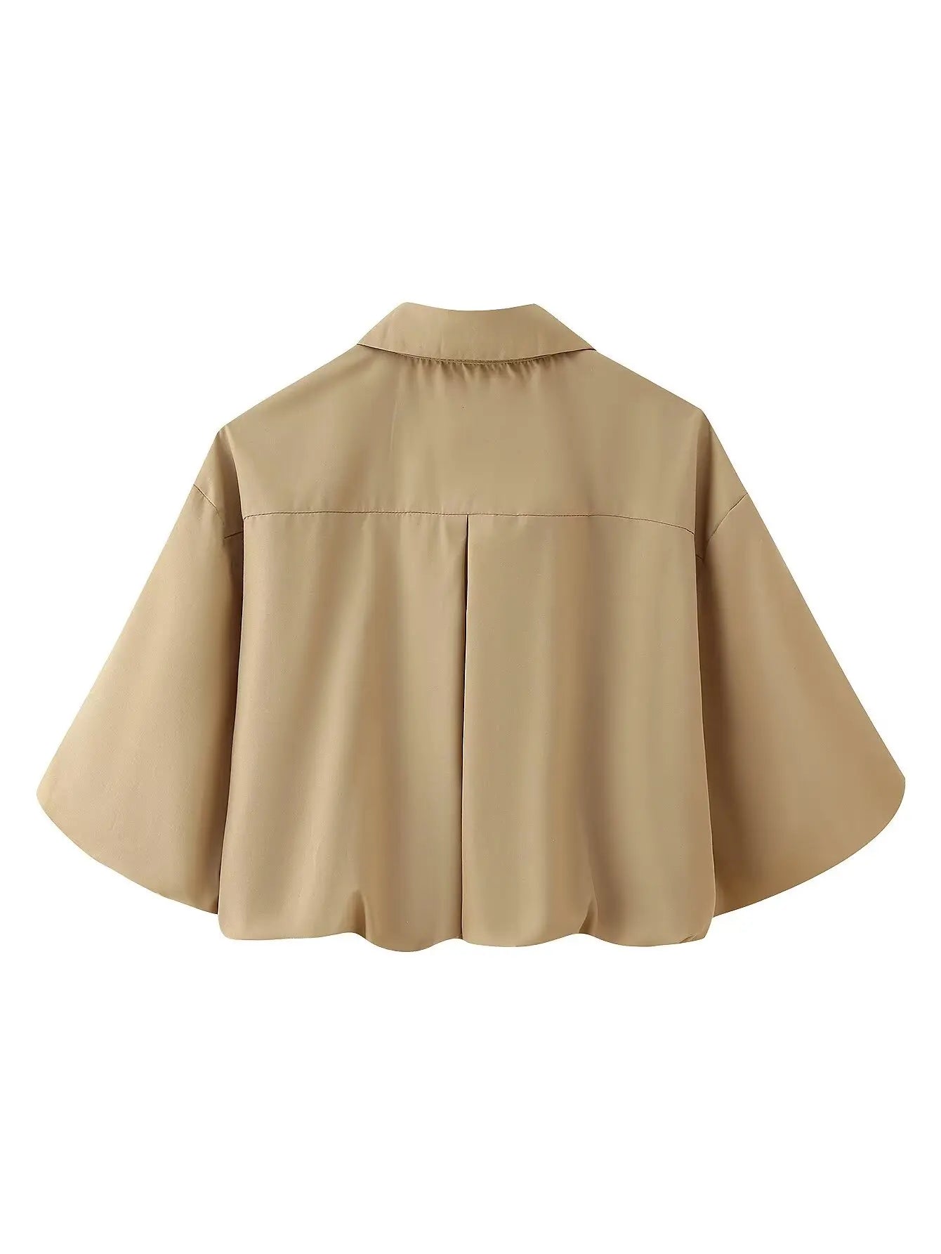 Women's Autumn New Short Zipper Jacket Short Sleeved Top High Waisted Pleated Lantern Flower Bud Half Skirt Set