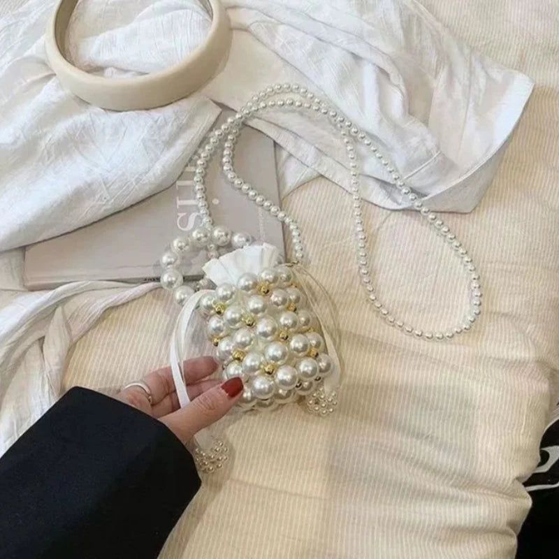 2026 New Summer Lipstick Bags for Women Fashion Pearl Mini Purse Crossbody Bag High Quality Gold Shell Bag Designer Shoulder Bag