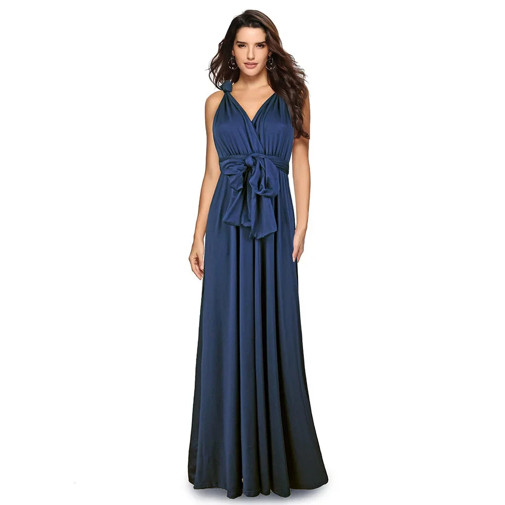 Formal Dress Women Elegant Evening Long Deep V Halter Dress Convertible Multi Way Wrap Maxi Grecian Dresses Wedding Party Dress