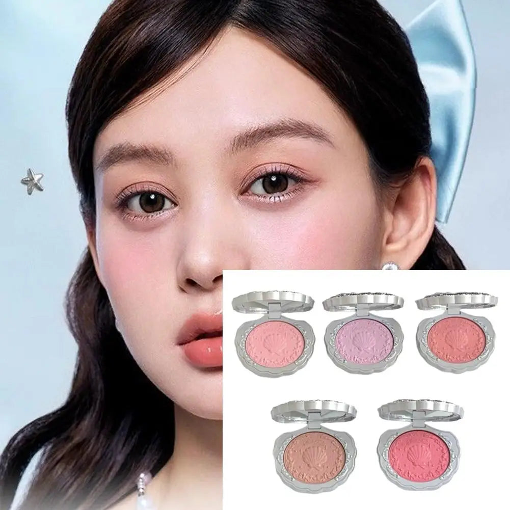 Shell Pearl Blush For Flower Knows Relief Matte Silk Satin Embossed Blush Makeup Long Lasting Brighten Blusher Pallet For Gift