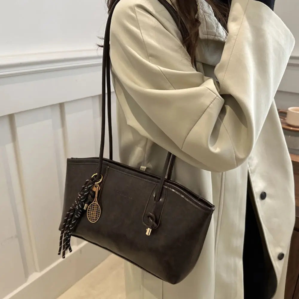 PU Leather Shoulder Bag for Women Y2K Trend 2025 Fashion Girls Handbags Large Capacity Female Crossbody Bag Retro Tote Bag