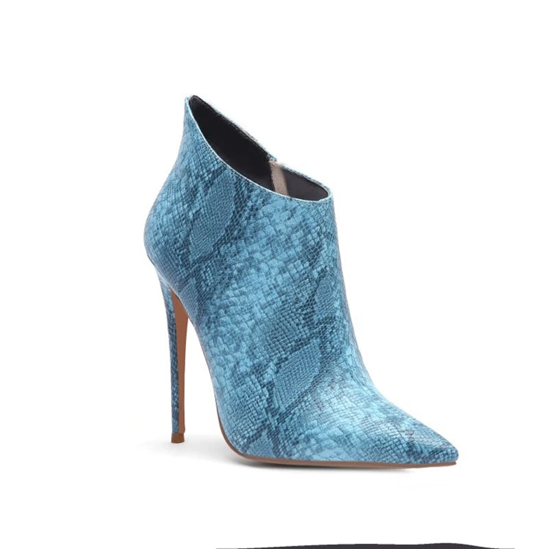 SIMLOVEYO 2021 Boots Snakeprint Thin High Heels Ankle Autumn bootie work shoes big size 45 B1397