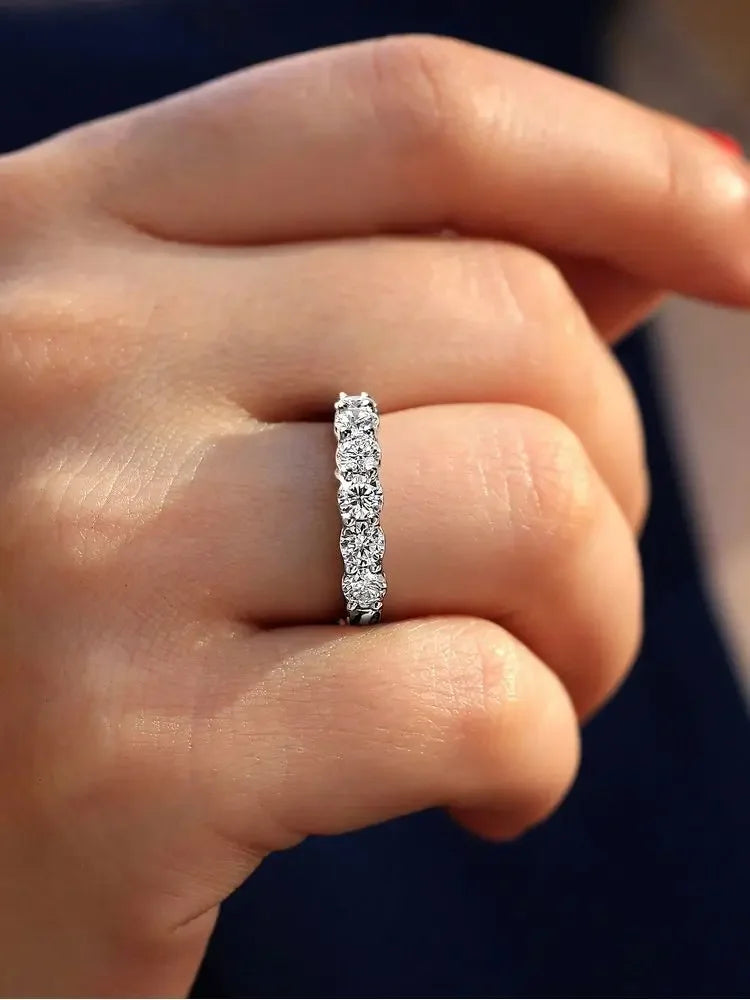 925 Sterling Silver Round Zircon Shiny Gorgeous Rings for Women Engagement Wedding High Quality Fine Jewelry