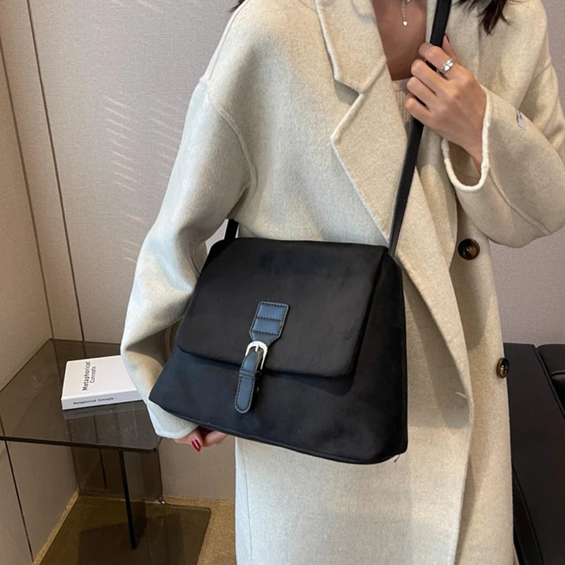 Vintage Brown Suede Soft PU Leather Women Shoulder Bags Large Capacity Crossbody Bag Tote Bag High Quality Fashion Hobo Handbags