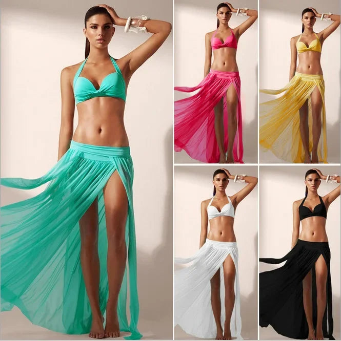 Beach Skirt Elastic Waist Bikini Blouse Swimsuit Jacket Women's Gauze Skirt Seaside Holiday Leisure New Spring and Summer