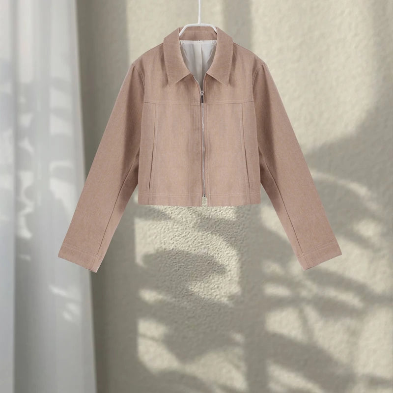 Casual Trousers Set Women Cotton Linen Lapel Zippers Crop Top Straight Pants Sets Lady 2026 Spring Solid Suit Woman Streetwear