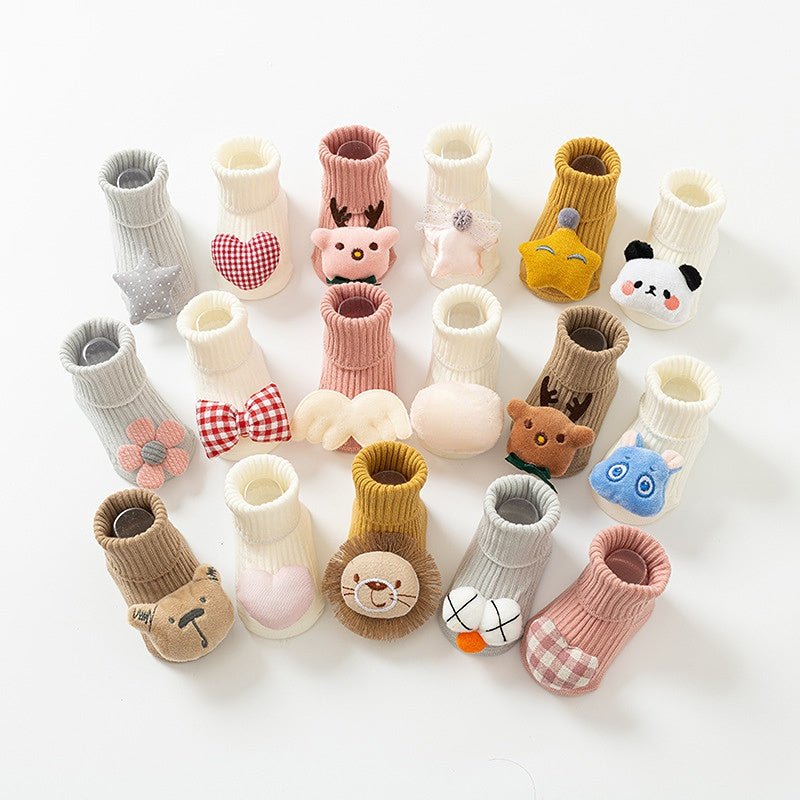Baby Socks Spring and Autumn Non-slip Floor Socks Newborn Baby Cartoon 3D Doll Toddler Socks 0-24 Months