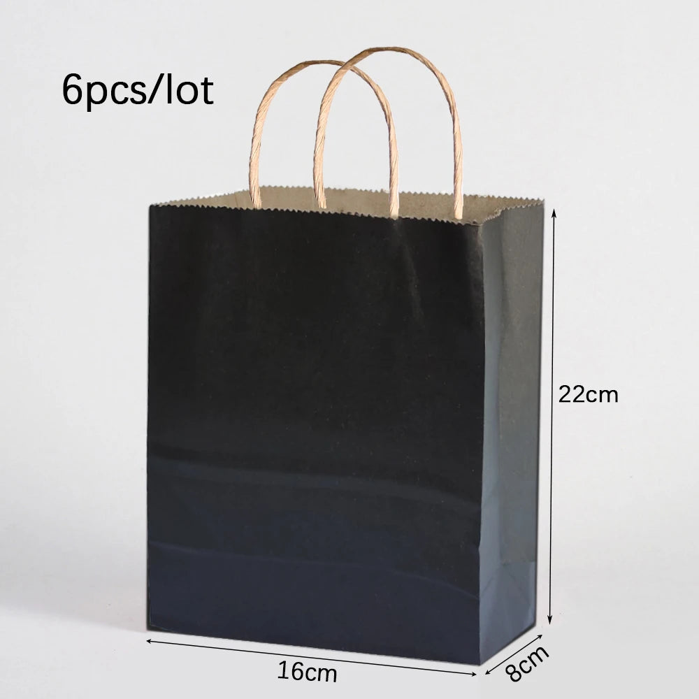6pcs Macaron Paper Gift Bags Candy Gift Packaging Bags Kids Birthday Party Treat Bags Decoration Baby Shower Wedding Supplies