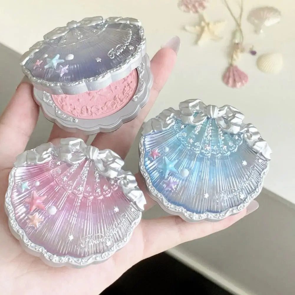 Shell Pearl Blush For Flower Knows Relief Matte Silk Satin Embossed Blush Makeup Long Lasting Brighten Blusher Pallet For Gift