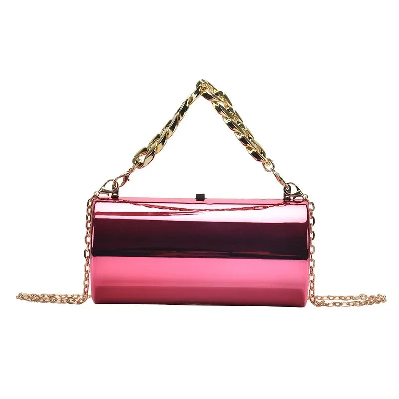 Women's Handbag Bags For Women 2026 Party Clutches Fashion Cylinder Mini Evening Purse Crossbody Shoulder Bag Gold Box Clutch