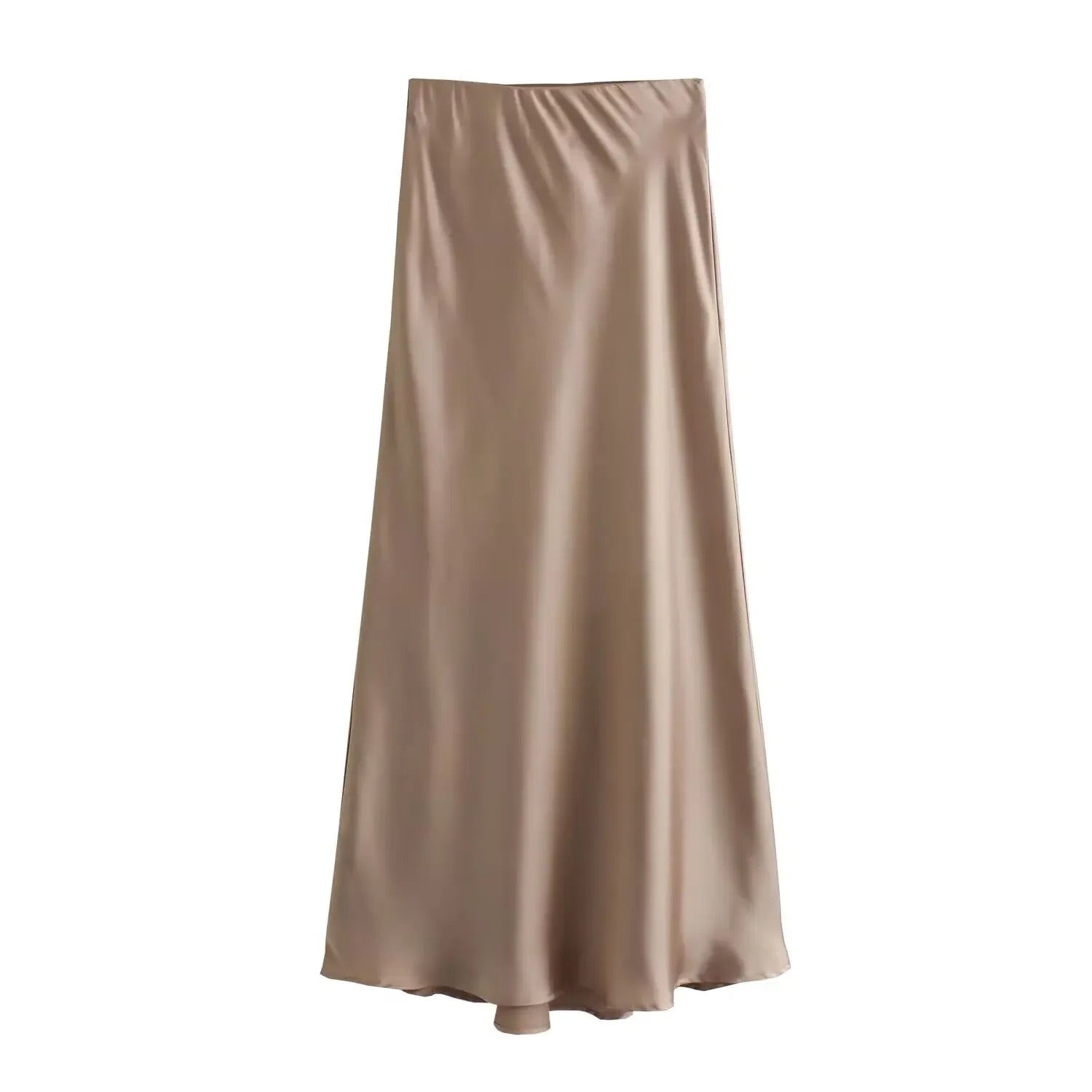 Willshela Black Satin Skirt Woman High Waist Elegant Long Skirts For Women Fashion Summer Midi Skirt Office Women's Skirts