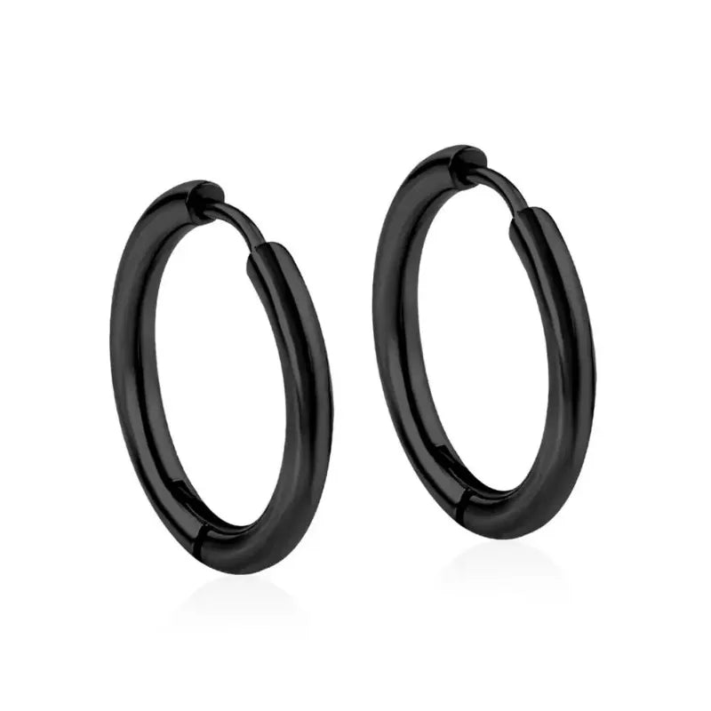 2Pcs Small Hoop Earrings for Women Men, Silver Color Stainles Steel Round Circle Pendientes Mujer Hypoallergeic
