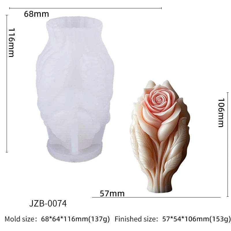 Rose Candle Silicone Mold for Wedding Valentine's Day Flower Aromatherapy Soap Ornament Gypsum Epoxy Resin Mold Home Decor