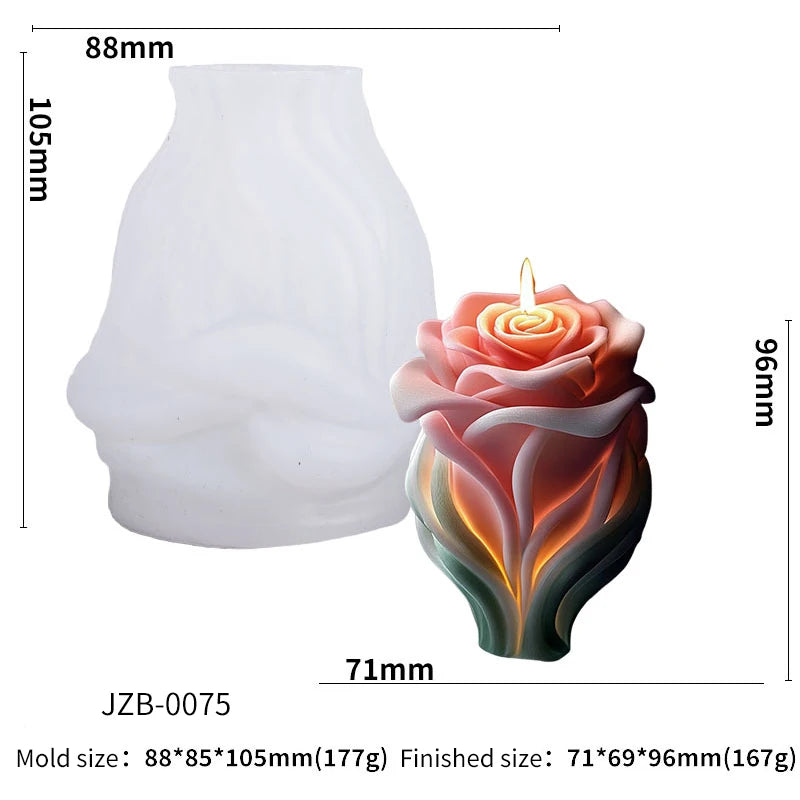 Rose Candle Silicone Mold for Wedding Valentine's Day Flower Aromatherapy Soap Ornament Gypsum Epoxy Resin Mold Home Decor