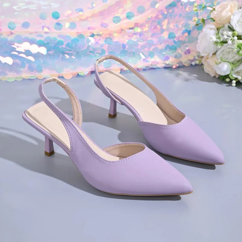Summer Cover Pointed Toe Women Sandals Fashion High Heel Shoes Ladies Outdoor Elegant Office Slingbacks Sandalias Mujer