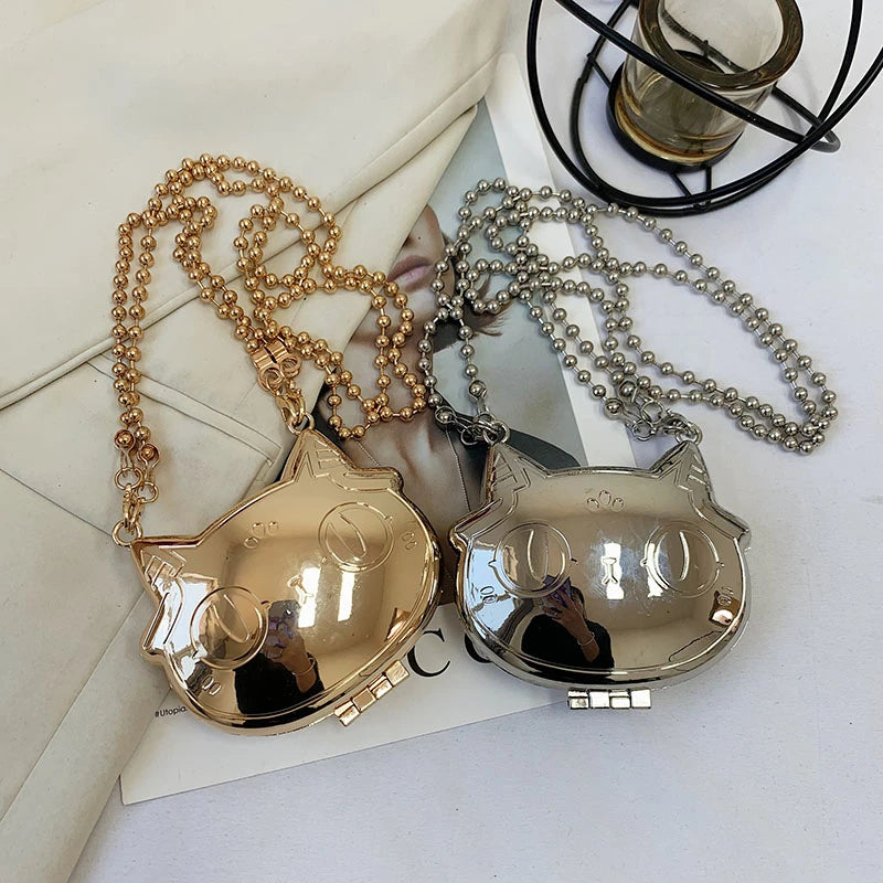Mini Metal Shoulder Bags for Women Pearl Chain Crossbody Bag Designer Clothing Accessories Satchel Female Decorative Box Handbag
