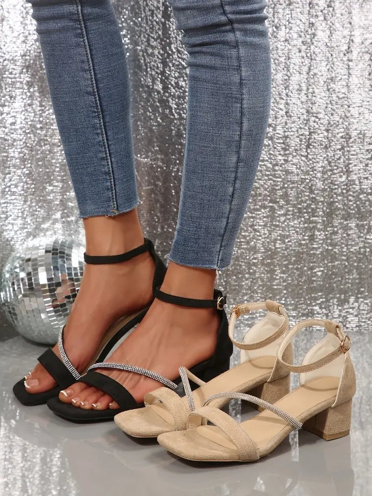 Summer Hot Selling Comfortable Elegant Sexy High-heeled Sandals Fashionable New Style Square Toe Anti Slip Casual Sandals Women