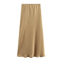 Willshela Black Satin Skirt Woman High Waist Elegant Long Skirts For Women Fashion Summer Midi Skirt Office Women's Skirts