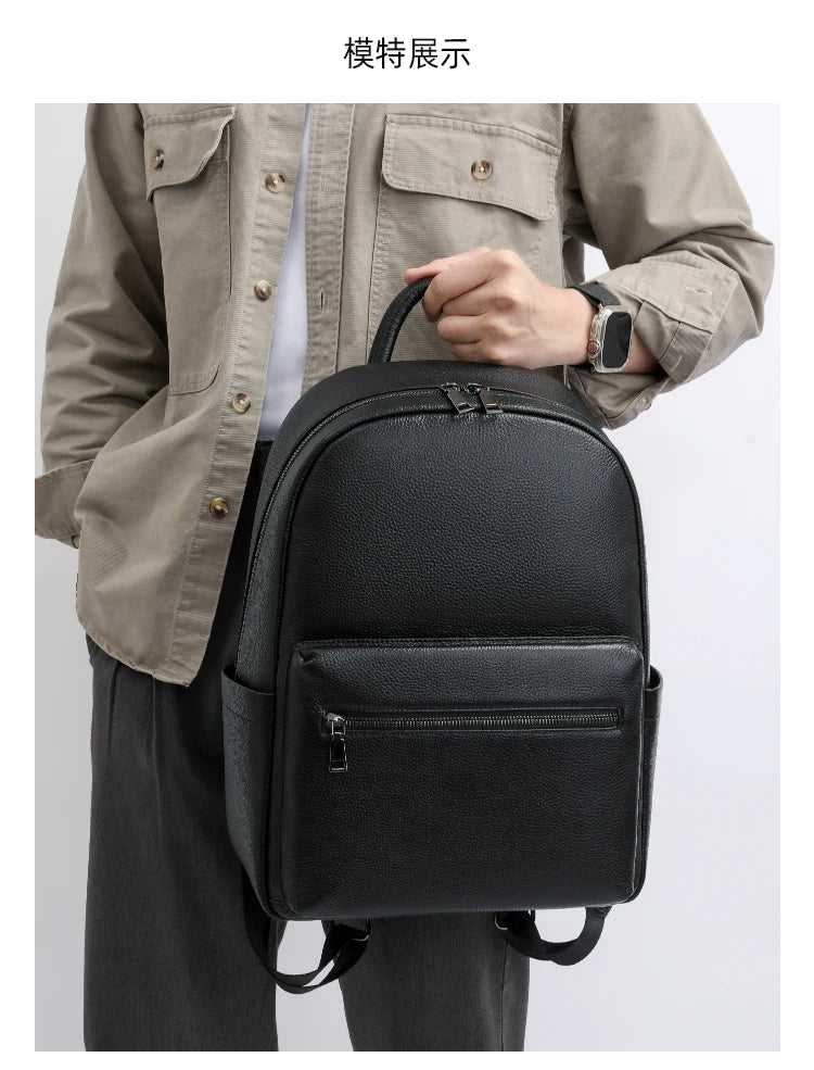 100% Genuine Leather Men Backpacks Natural Skin Leather Students Backpack Yong Boys College Backpack Shoolbag Travel Bags SAC