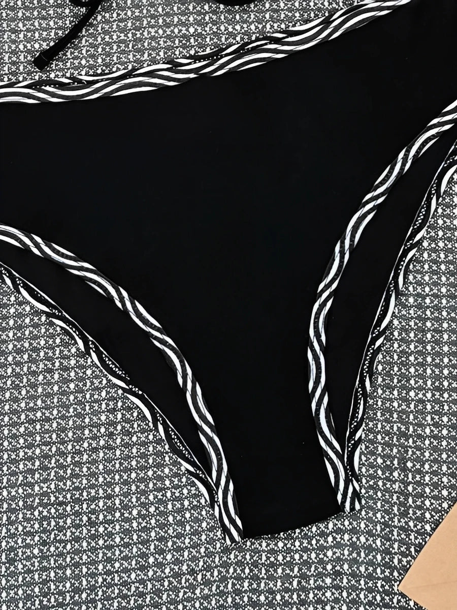 Leopard Bikinis High Waist Swimsuit Women Tie Front Strappy Swimwear Female Beachwear Bathers Bathing Swimming Swim Suit