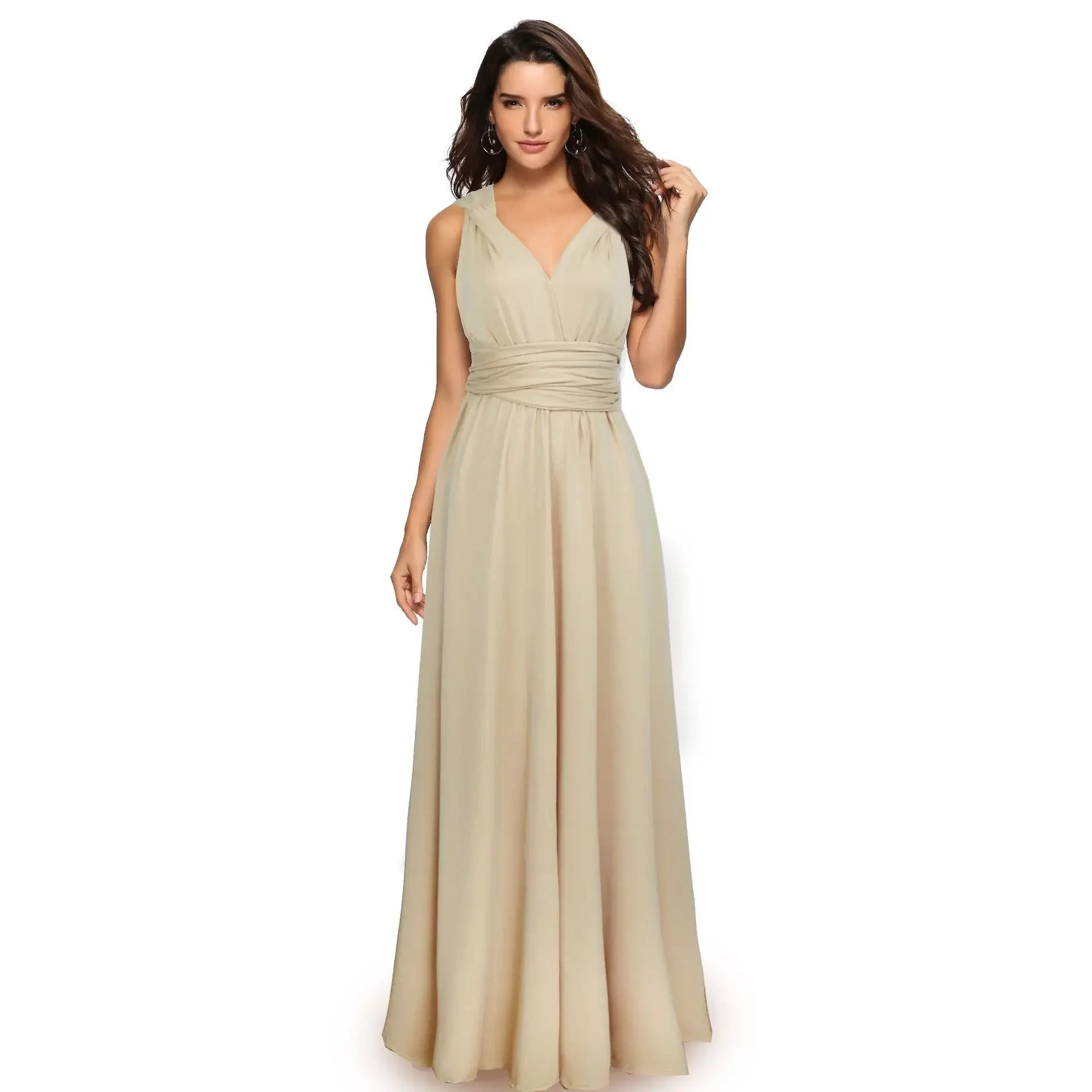 Formal Dress Women Elegant Evening Long Deep V Halter Dress Convertible Multi Way Wrap Maxi Grecian Dresses Wedding Party Dress