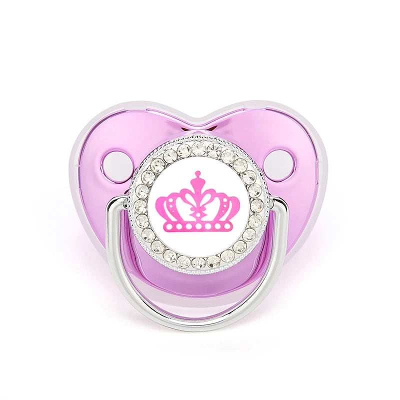 Metallic Purple Pacifier With Cover BPA Free Silicone Pacifier Name Initial Letter Dummy Teether Baby Shower Gifts For Babies
