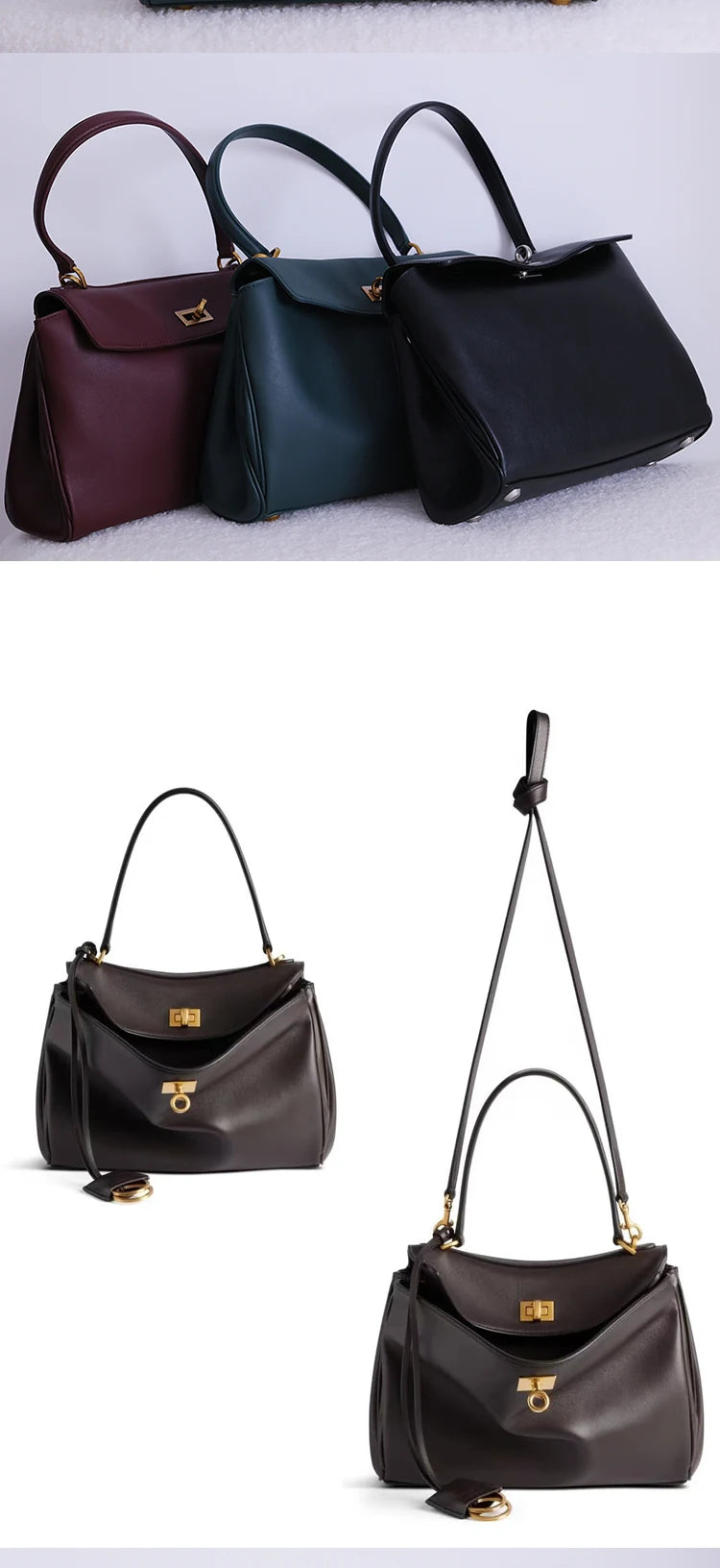 Tote bag Fashion high-end leather large capacity hand-held shoulder bag Underarm bag
