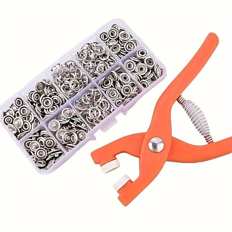 50 piece snap button kit with manual press pliers - suitable for DIY crafts, sewing clothes, hats, and bags