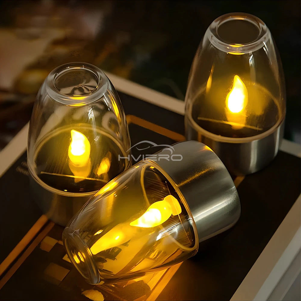 LED Solar Candles Light Flameless Rechargeable Night Light For Garden Decor Outdoor Wedding Party Waterproof Atmosphere Lamp