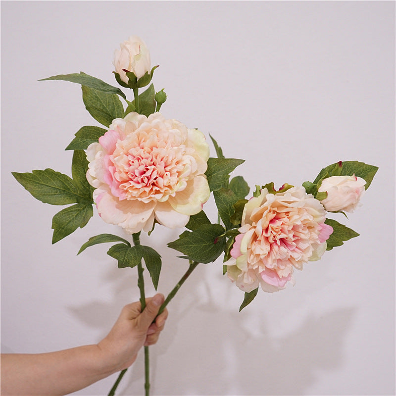 2 Heads Artificial Flowers Moisturizing Peony Real Touch Fake Flowers Luxury Home Decor Party Wedding Flower Arrangement Peonies