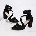 Summer 2025 Women's Sandals Roman Style High Heel Sandals Fashion Casual Solid Color Sandals