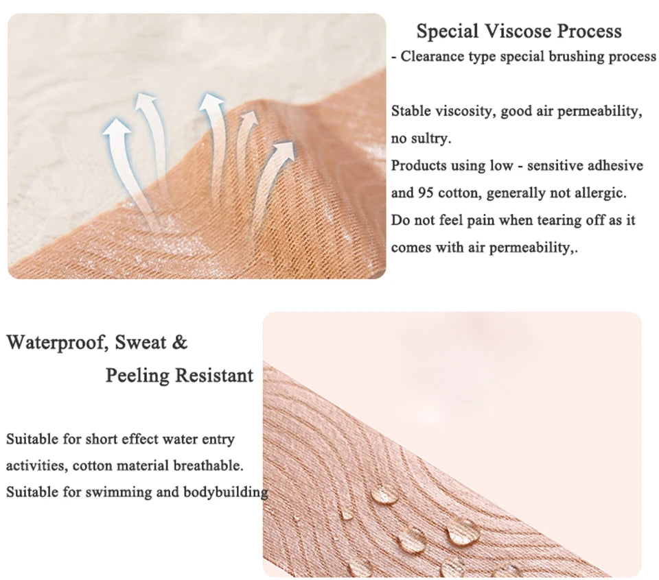 Boobtape for Breast Lift with Petals Sticky Adhesive Bra Tape Push Up Boobytape for Large Breasts Invisible Nipple Covers