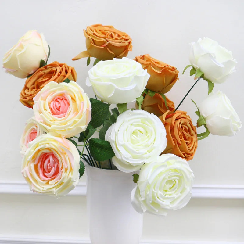 Hot 7/10 Heads Rose Bridal Bouquet Artificial Flower DIY Wedding Floral Arrangement Accessories Christmas Home Decor Photo Props
