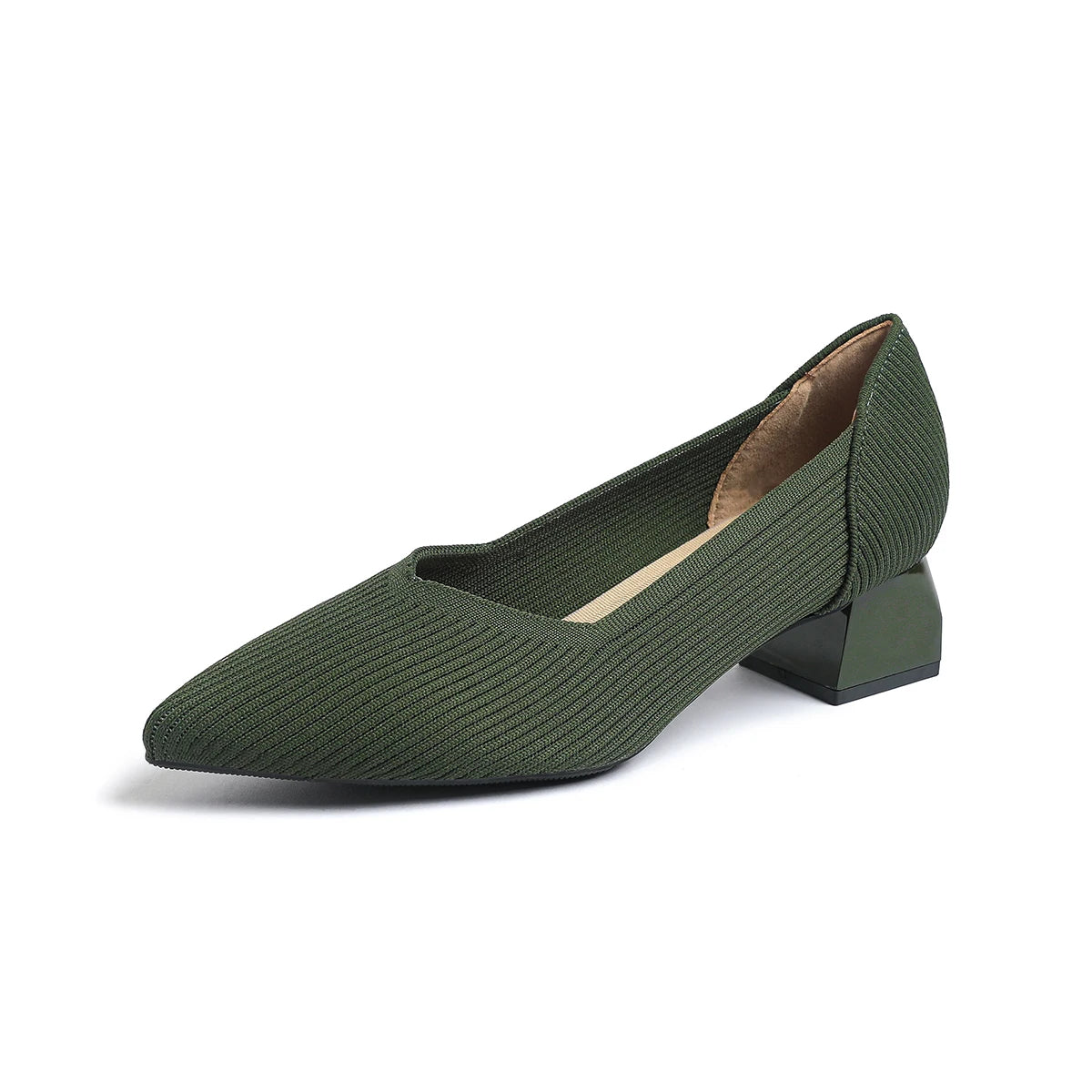 New Women's High Heels Large 42/43 Fashion Pointed Anti slip Rubber Bottom Knitted Breathable Shoes