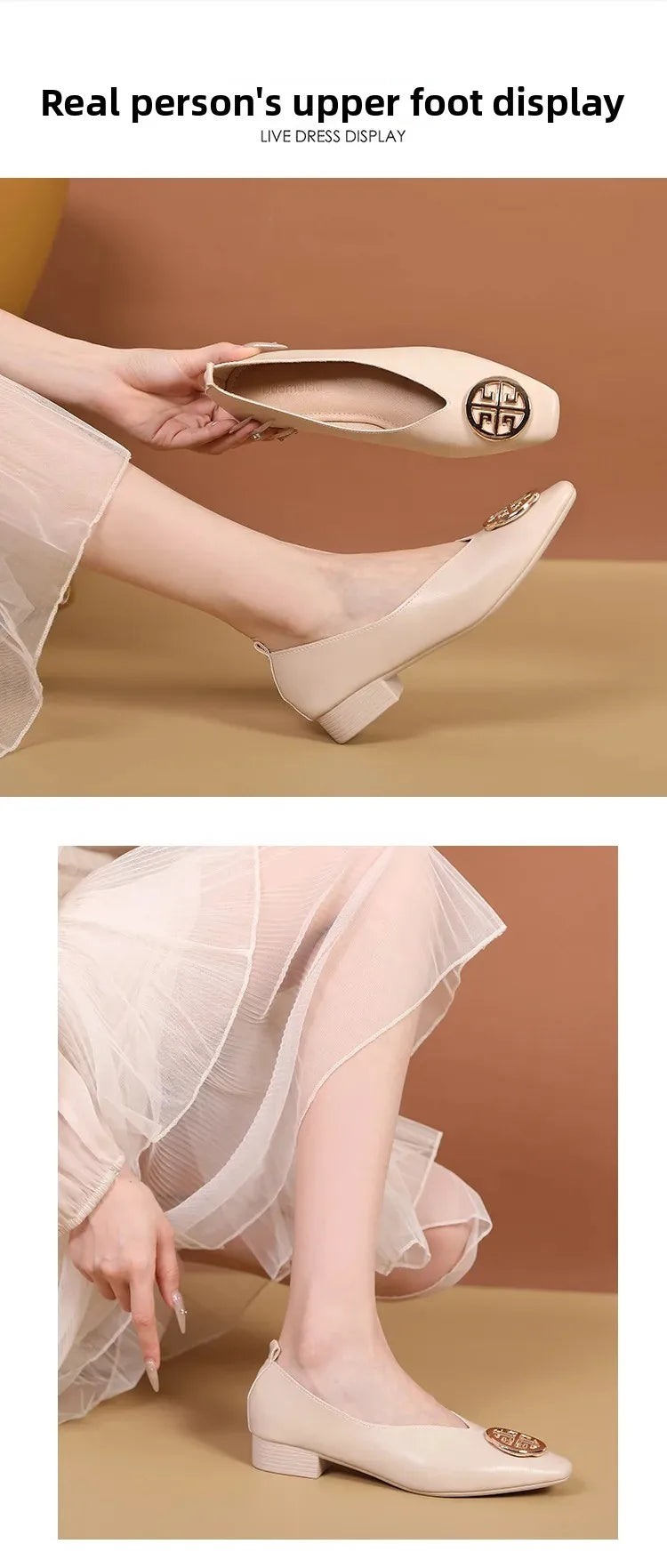 New 2025 Chinese Style Green Square Head Grandma Shoes Women's Thick Heel Slip-On Soft Bottom Mom Shoes Synthetic Upper